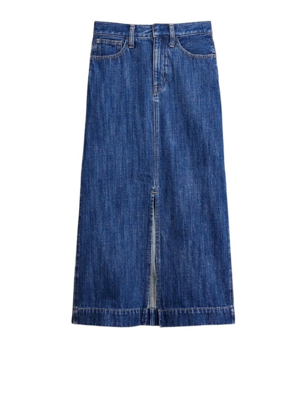 J.Crew 2024 Womens Denim Midi pencil Skirt Front Slit 100% Cotton Size 26
